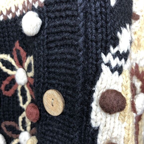 PBJ‎ Sport Women's Small Black Floral Embroidered Long Sleeve Cardigan Sweater - Picture 8 of 11